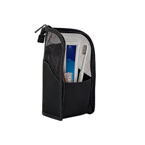 Standing Toiletry Bag, 2026 Upgraded Portable Lightweight Travel Toiletry Bag, Organizer Bag Cosmetic Zipper Pouch, Waterproof Dust-Free Stand-Up Small Toiletry Stationery Bag (Black) - color: Black