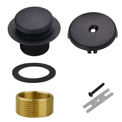 Black Bathtub Drain Tip-Toe Single Hole,Welsan Tub Drain Trim Set Conversion Kit Assembly, Coarse Thread Replacement Trim Kit with 1-Hole Overflow Faceplate Includes an Adapter, Matte Black - color: Black, style: 1 Hole