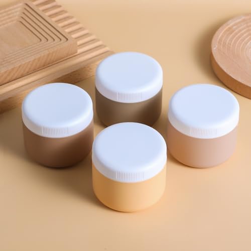 Kuangre Travel Containers for Toiletries, Silicone Cream Jars BPA-Free, Leak-proof 3oz Travel Size Containers, Portable Size Silicone Jars with Lid for Cosmetic Face Hand Body Cream (4 Pack) - color: Apricot, size: 3 Ounces