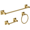 RUACQ 3 Pieces Bathroom Hardware Set, SUS 304 Stainless Steel Toilet Paper Holder, Towel Ring, 18-inch Towel Bar Set, Wall Mounted, Heavy Duty (Brushed Gold) - color: Brushed Gold, size: 3pcs