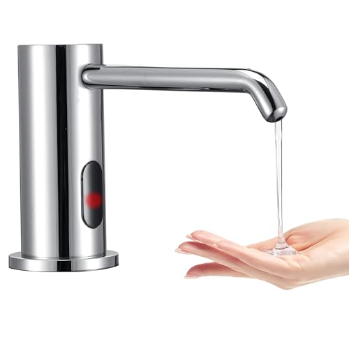 Touchless Automatic Soap Dispenser Built-in Sink Electric Soap Dispenser for Kitchen Bathroom Commercial Home Use, Infrared Sensor with 33.81oz/1000ml Bottle Pump, Chrome - color: Liquid-chrome