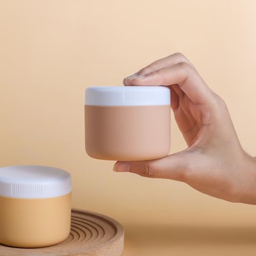 Kuangre Travel Containers for Toiletries, Silicone Cream Jars BPA-Free, Leak-proof 3oz Travel Size Containers, Portable Size Silicone Jars with Lid for Cosmetic Face Hand Body Cream (4 Pack) - color: Apricot, size: 3 Ounces
