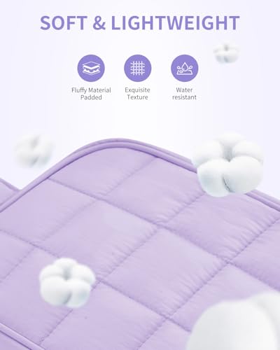 Narwey Quilted Makeup Bag Puffy Make up Bag Cosmetic Bag Organizer, Puffer Travel Toiletry Bag for Traveling Women Girl, Travel Bag for Toiletries, Skincare Medicine Bags (Purple) - color: Y-Purple