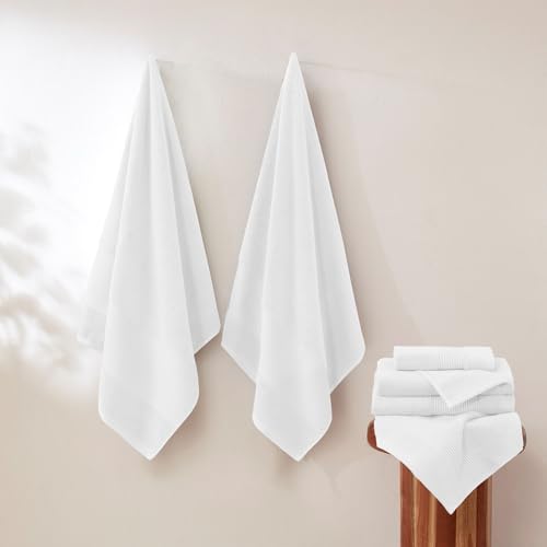 Modern Threads Air Cloud 6-Piece Towel Set - 100% Zero-Twist Cotton, 500 GSM, Quick Dry & Plush, White - color: White, size: 6 Pcs Towel Set