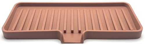 Silicone Soap Dish Tray and Sponge Holder with Drain Chute, Rectangular, Kitchen and Bathroom Sink Organizer (Mocha, 9"x3.5") - color: Mocha, size: (MD) 9"x3.5"