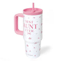 Aunt Gift from Niece Nephew, Stainless Steel Locking Lid Silicone Straw Tumbler with Handle 40oz, Best Aunt Ever Insulated Travel Cup for Aunties, Gift Idea for Birthday Christmas Mothers Day - color: Aunt