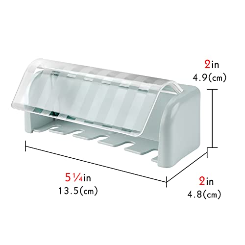 Toothbrush Holder Wall Mounted with Cover for Bathroom, 5 Slots Toothbrush Storage Organizer for Shower, Self Adhesive Toothbrush Hanger Rack for Dorm, Cabinet(Blue) - color: Blue