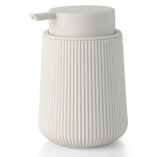 YAUKPH Striped Liquid Hand Soap Dispenser with Leak-Proof Pump for Bathroom and Kitchen Countertop 11oz Beige - color: Beige, size: Liquid Dispenser