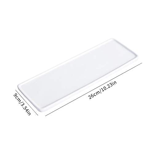 Ceramic Tray, White, Large Rectangle Bathroom Kitchen Tray for Jewelry, Towel, Candles, Soap - 10.23 x 3.54 x 1.18 inches - color: White, size: 10.2" x 1.2" x 3.5"