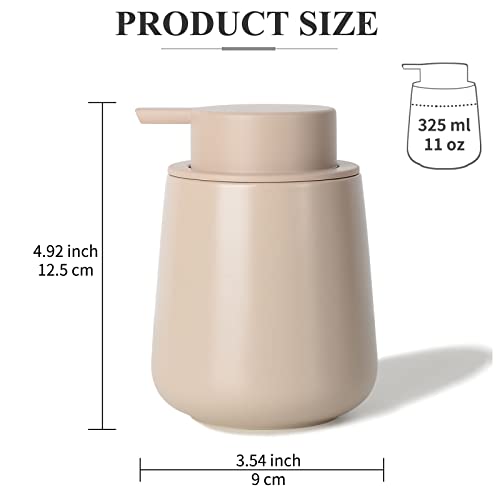 Bosilunlife Ceramic Foaming Soap Dispenser - 12Oz Bathroom Countertop Kitchen Dish Soap Pump Dispenser Foam Soap Dispenser - Khaki - color: Khaki