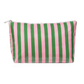 RSRSLEII Large Waterproof Travel Stripe Makeup Bag,Aesthetic PVC Toiletry Bag,Coquette Cosmetic Bag Organizer,Cute Preppy Carry-on Travel Accessories Essentials for Women Girls(01Pink Green) - color: 01Pink Green