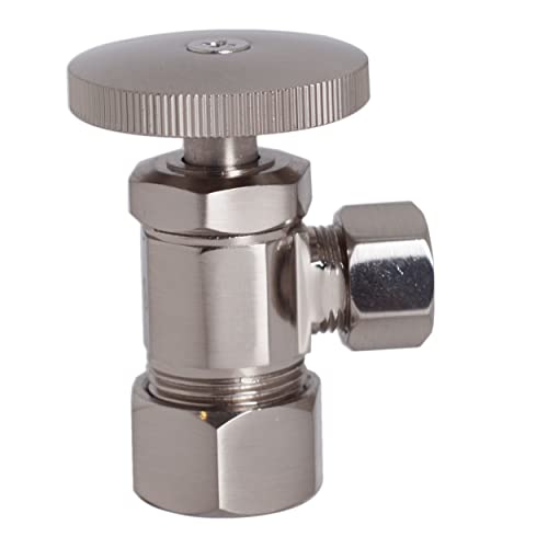 Westbrass Round Handle Angle Stop Shut Off Valve, 1/2" Copper Pipe Inlet with 3/8" Compression Outlet, Satin Nickel, D105-07 - color: Satin Nickel, size: 1 Pack