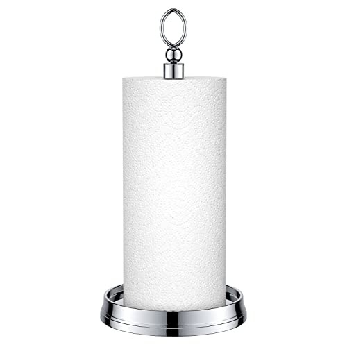 KASUNTO Paper Towel Holder (with Heavy Weighted Base) Steel Paper Holder countertop，Black Paper Towel Holder for Kitchen Countertops, Bars & Dining Tables,Fits Standard & Jumbo Rolls,Chrome - color: Poilshed Chrome