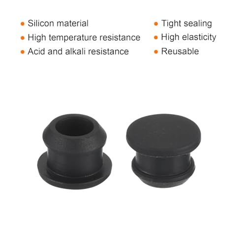 MECCANIXITY Silicone Snap in Locking Hole Plugs,Rubber Panel Seal Cover Flush Type Panel Round for Kitchen Rubber Bulkheads Waterproof Sealing Plugs 10mm/0.4 Inch Diameter Black,Pack of 10 - size: 10mm
