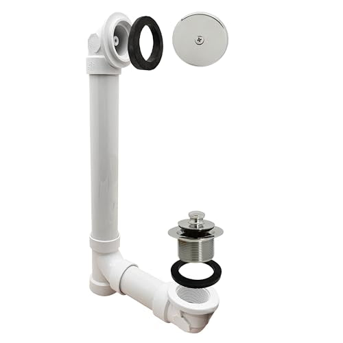 Westbrass Pull & Drain Sch. 40 PVC Bath Waste with One-Hole Top Elbow, Polished Nickel, D49721-05 - color: Polished Nickel, size: 1 Pack