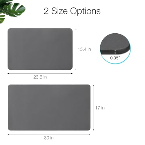 Large Diatomite Stone Bath Mat, Premium Non-Slip Natural Diatomaceous Earth Bathtub Quick Drying Mats for Bathroom Floor (30" x 17" Dark Gray) - color: Dark Grey, size: 30" x 17"