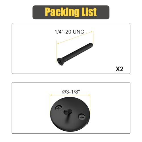 Trip Lever Bathtub Overflow Faceplate, Trip Levers Tub Drains Cover with Matching Screws (Matte Black) - color: Black Cover