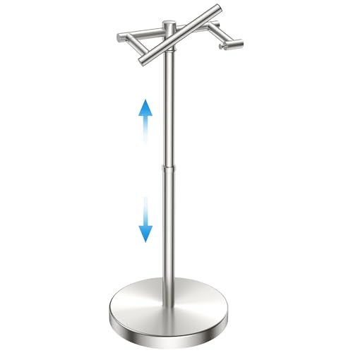 Toilet Paper Holder Stand Adjustable, Freestanding Tissue Roll Holder for Bathroom, Pivoting Design, Durable SUS 304 Stainless Steel and Weighted Base Toilet Paper Stand, Storage (Brushed Nickel) - color: Brushed Nickel