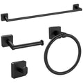 KLJKPA Black Bathroom Accessories Set, 24 inch Towel Racks for Bathroom, Stainless Steel Bathroom Hardware Set, Wall Mounted, 4-Piece - color: Black