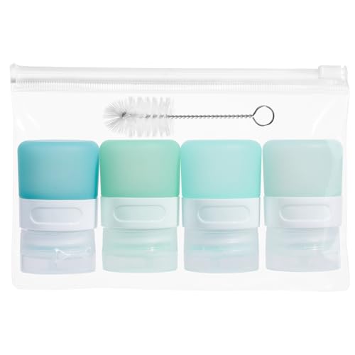 MICEBAY Condiment Squeeze Bottles for Sauces, 1-oz Mini Silicone Salad Dressing Container to Go with Snack Storage Bag, Leakproof Sauce Bottles for Lunch Box, 4 Pack, Mint - color: Mint, size: 1 OZ