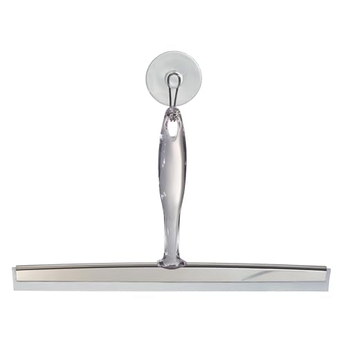 iDesign Bathroom Shower Squeegee, Set of 2, Clear/Stainless Steel | Wall Hook Included - color: Clear/Stainless, style: Pack of 2
