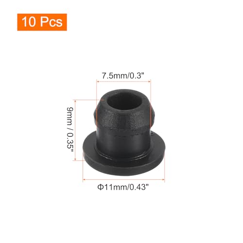 MECCANIXITY Silicone Snap in Locking Hole Plugs,Rubber Panel Seal Cover Flush Type Panel Round for Kitchen Rubber Bulkheads Waterproof Sealing Plugs 7.5mm/0.3 Inch Diameter Black,Pack of 10 - size: 7.5mm