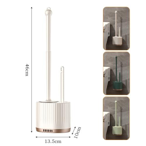 2 in 1 Toilet Bowl Brush Plunger Set,Toilet Brush and Holder Set Toilet Bowl Brush with Tweezers Long Handle,Ventilation Slots Base,Toilet Cleaner Brush for Bathroom Deep Cleaning - color: White
