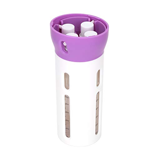 Travigo 4-in-1 Travel Dispenser Bottle, TSA Approved, Leak Proof, Four Reusable 1.4 oz. (40 mL) Toiletry Containers for Shampoo, Conditioner, Soap, Lotion, Skincare (Purple) - color: 1 Dispenser (Purple)