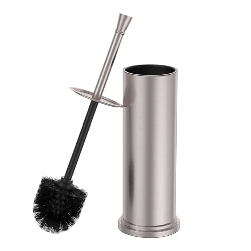 Nickel Brush and Holder，Extra Long Handled Nickel Brush for Bathroom，Stainless Steel Heavy Duty Toilet Bowl Brush,Deep Cleaning Modern Toilet Cleaner Brush -Space Saving