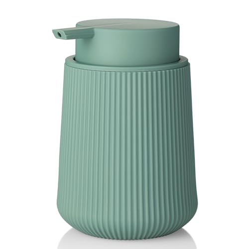 YAUKPH Striped Liquid Hand Soap Dispenser with Leak-Proof Pump for Bathroom and Kitchen Countertop 11oz Sage Green - color: Sage Green, size: Liquid Dispenser