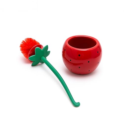 Deep & Sturdy Toilet Bowl Brush with Holder - Strawberry Bowl Brush - Durable Scrubbing - Toilet Cleaners - Household Essentials - Bathroom Cleaner - Cleaning Supplies - Household Supplies - color: Strawberry