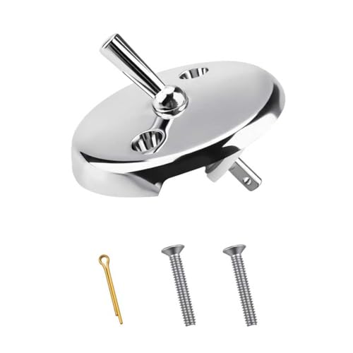 Trip Lever Bathtub Overflow Plate for DANCO 80991 Replacement Bath Tub Overflow Drain Cover with Screw,2-Hole Bath Tub Overflow Plate with Trip Lever, Chrome