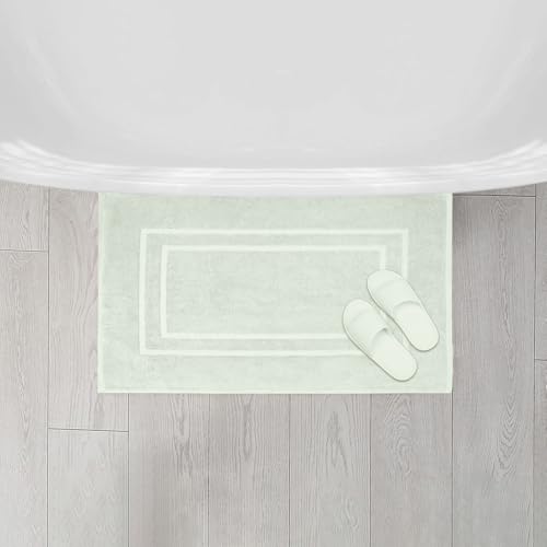 Feather & Stitch 2 Piece Towel Like Bath Mats (30x21 Inch) 100% Cotton Terry Bath Mats, Bathroom Shower Floor Mats [NOT A Bathroom Rug], Soft Absorbent Washable Mats - Frost - color: Frost