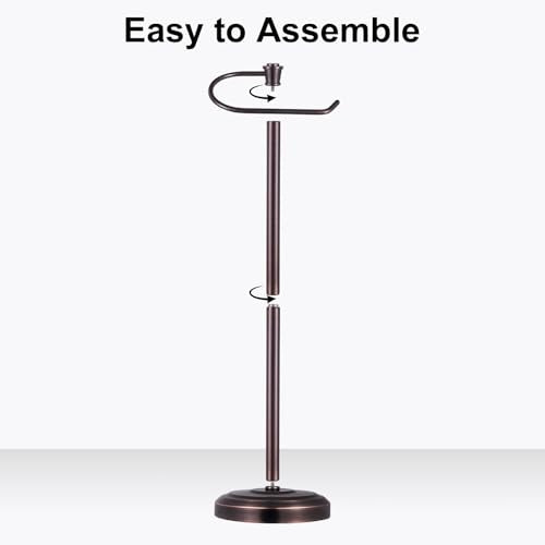 Bronze Toilet Paper Holder Free Standing, 25" H 304 Stainless Steel Toilet Paper Stand for Bathroom，Weighted Base Floor Tissue Roll Holder,Toilet Roll Stand - color: Bronze