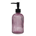 Black Pump Glass Soap Dispenser, 13.5oz Purple Stripe Countertop Refillable Liquid Bottle Hand Dish Lotion Dispenser with Plastic Pump, for Kitchen, Bathroom Countertop - color: Purple