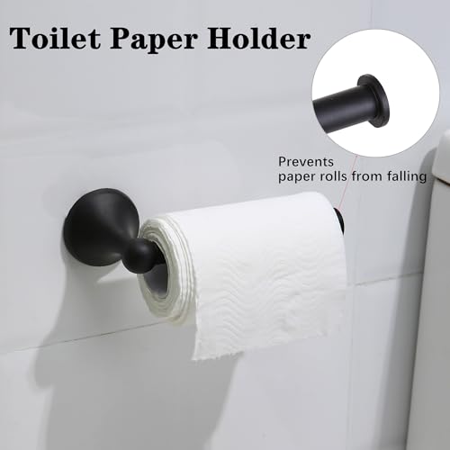 4 Pieces Matte Black Bathroom Hardware Set,Wall Mounted 23.6 inch Towel Bar Set Matte Black,Towel Rack Set,Toilet Paper Holder,Matte Black Bathroom Accessories Set, YM0254-B - color: Matte Black