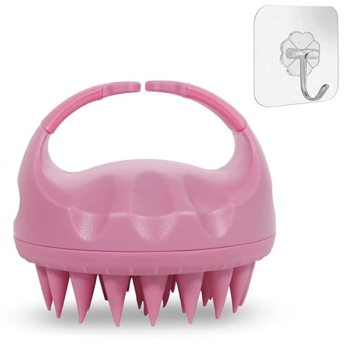 WIGI Hair Scalp Massager with Gift Set, Scalp Scrubber for Hair Growth & Dandruff Removal, Shampoo Brush with Soft Silicone Bristles - color: Pink