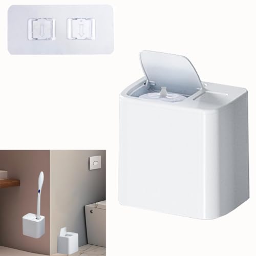 Wall Mounted Holder Fit for Clorox Toilet Wand, Compatible with Clorox Toilet Wand Holder only, Automatic Open and Closing Lid Design, White - size: 1 pack