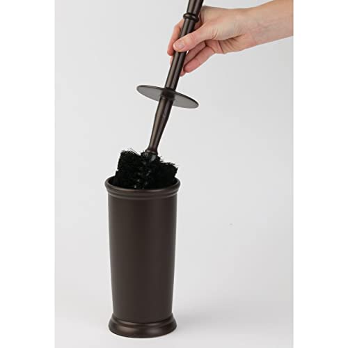 mDesign Toilet Bowl Brush and Holder - Covered Bathroom Toilet Brush - Standing Toilet Bowl Scrubber in Modern Holder - Compact, Space Saving, Deep Cleaning Brush for Toilet - Hyde Collection - Bronze - color: Bronze