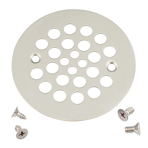 Artiwell 4-1/4“ Shower Strainer Drain Trim Set, Screw-in Shower Strainer Drain Cover, Plastic-Oddities Style Replacement Strainer Grid,Machine & Self-Tapping Screws Included (Brushed Nickel) - color: Brushed Nickel