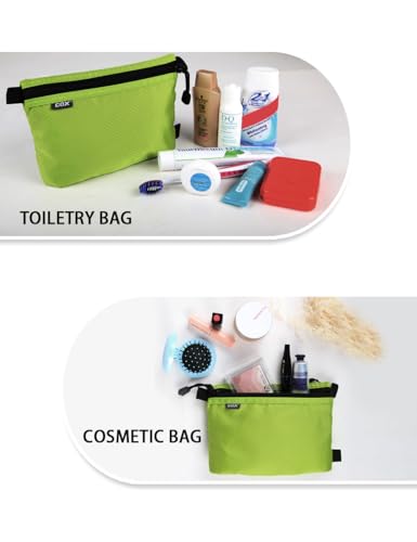 GOX Small Toiletry Bag for Men Bulk Cosmetic Bag Dopp Kit Carry On Zipper Pouch Organization Nylon Small Packing Sack Water Repellent - color: Green