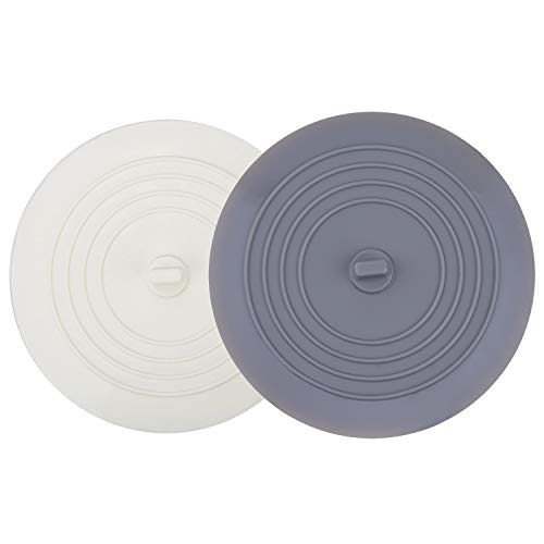 V-TOP Tub Stopper 2 Pack, 6 inches Large Silicone Drain Plug Hair Stopper Flat Suction Cover for Kitchen Gadgets Bathroom Accessories and Laundry - color: 6" White&gray