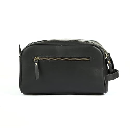 KomalC Travel Toiletry Bag – Premium Leather Dopp Kit for Men & Women with Water-Resistant Lining & Spacious Zippered Organizer - style: 1 Zip Classic Black