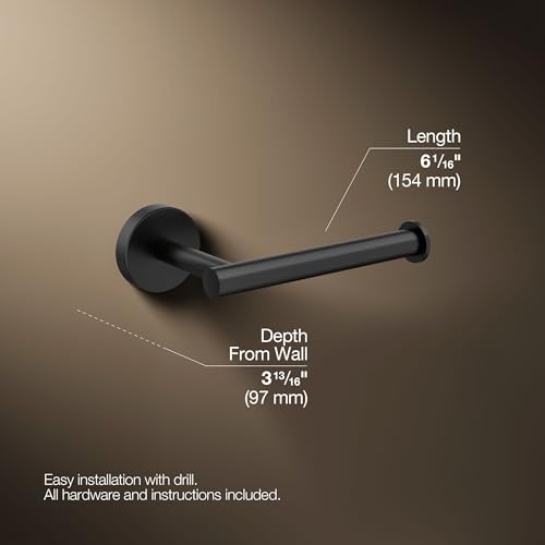 KOHLER K-27292-BL Elate Toilet Paper Holder, Minimalist Design, Premium Durable Metal, Corrosion Resistant, Matte Black - color: Matte Black