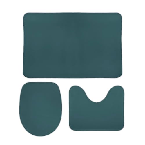 Bathroom Rugs Set 3 Piece Minimalist Green Modern Bath Rug Mat Set, Non Slip Absorbent Bathroom Decor Mat, Toilet Lid Cover & U Shaped Contour Rug - color: Green Modern, size: 1'8" x 2'6" (Rectangular)