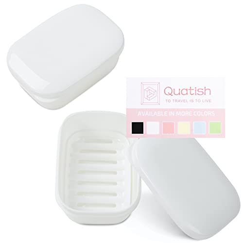 Quatish 2 Pack Travel Soap Container, Leakproof Soap Holder with Lid, Travel Bar Soap Holder, Soap Case for Camping Gym Travel, Portable Soap Box for Bathroom, White - color: White