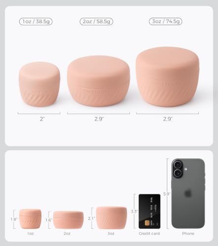 TakeToday Travel Containers for Toiletries, 2oz, 4 Pack, Apricot | Air Travel Leak-Proof, TSA Approved, Silicone Jars with Lid, for Cosmetics & Toiletries - color: Apricot