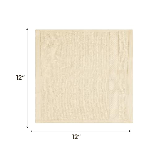 Casa Lino Face Towels & Body Wash Cloths for Showering - 100% Cotton Wash Cloths for Bathroom - Highly Absorbent & Quick Drying Washcloth Set - Cotton Washcloths 24 Pack (12" x 12") - (Linen Brown) - color: Linen