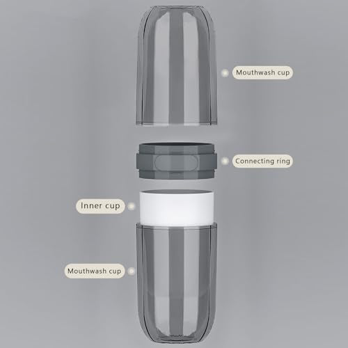 Travel Toothbrush Case, Portable Travel Toothbrush Holder with Toothbrush Cup, 3 in 1 Storage Toothbrush and Toothpaste Holder with Lid for Traveling Home Camping Bussines Trip (Clear Black) - color: Black