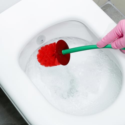 Cherry-Shaped Toilet Brush Set - Modern Dark Red Plastic Toilet Cleaning Kit with Stand for Bathroom (14.93 Inch)